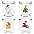 Whimsical Christmas 12 oz Double-Old-Fashioned Insulated Beverage Tumbler Set, Clear (4 designs)