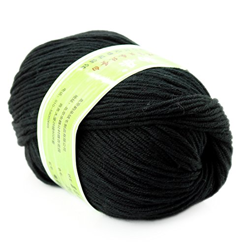 joylve Knitting Yarn Skein Baby Super Smooth Worsted Soft Natural Silk Wool Fiber Balck