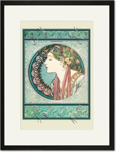 Black Framed/Matted Print 17x23, Woman's Profile