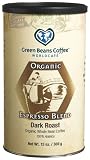 Green Beans Coffee Organic Espresso Blend Dark Roast Coffee, 13.0 -Ounce Tins (Pack of 2)