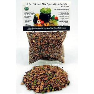 5 Part Salad Sprout Seed Mix  1 4 Lbs 4 Oz Organic Sprouting Seeds Radish Broccoli Alfalfa... by Handy Pantry