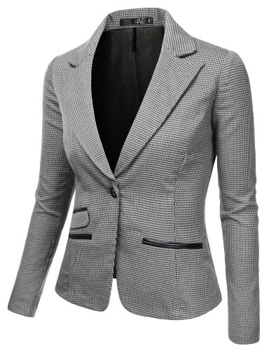 J.TOMSON Womens Fitted Boyfriend Blazer With Trim Detail