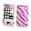 Apple iPhone 3G & 3G S Snap-on Protector Hard Case Rhinestone Cover "Pink Zebra" Design
