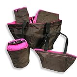 5-Piece Tote Set Chocolate/ Light Pink