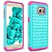 RANZ SAMS7-SPFPD Galaxy S7 Case, Spot Diamond Studded Bling Crystal Rhinestone Dual Layer, Hybrid Cover Silicone Rubber Skin Hard Case - Hot Pink/Turquoise