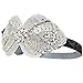 QNPRT 1920s Gatsby Flapper Headband with French Velvet Ribbon and Silver Glass Beads