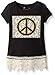 Dream Star Girls' Short Sleeve Lace Effect Screen Tee With Thick Crochet Trim At Hem