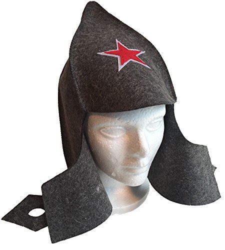 Russian Gray Wool Felt Budenovka Red Army Military Style Hat for Sauna Banya Steamroom