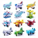 KINGMAK Bewegliches Flugzeug aus Holz Spielzeug Flugzeug Serie Set(12 piece)
