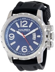 Haurex Italy Men's 3A502UBN Aeron Stainless Steel Black Rubber Luminous Date Watch