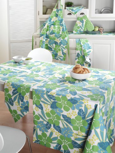 Moderne Tischdecke in weiß-grün-blau