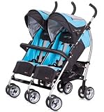 Pram - Stroller for Twins - Pushchair in 5 colours available - Top Quality, Farbe:1094 - blau