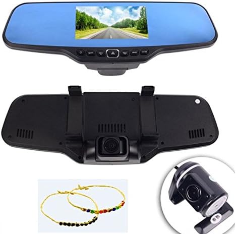 NT96650 HD 4.3'' Dual Lens Camera Car Video DVR Dash Cam Rearview Mirror + Bluekysea Free Gift Happiness Grass Ring Bracelets