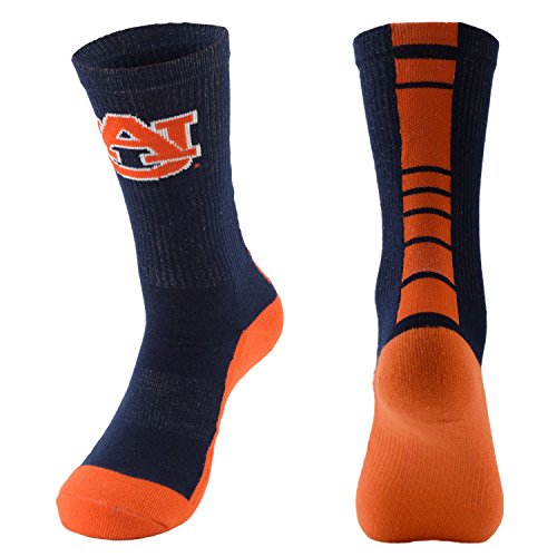 NCAA Auburn Tigers Men's Champ Performance Crew Socks, Navy Blue, Large