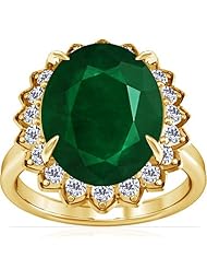 18K Yellow Gold Oval Cut Emerald Ring With Sidestones (GIA Certificate)