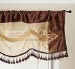 Regal Home Danbury 54-Inch by 20-Inch Embroidered Tuck Window Valance, Brown