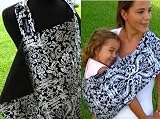 Combo Sling and Nursing Cover - 100% Cotton REVERSIBLE Baby Sling and Nursing Cover, Hollywood Damask Design, Large