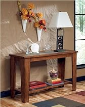 Hot Sale Signature Design by Ashley Toscana Sofa Table Wood with Natural Slate Tiles