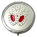 Crystal Pocket Compact Cosmetic Makeup Mirror Double Hearts