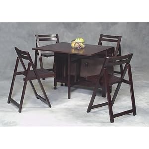 Wenge Finish Folding Table And Four Chair Set by