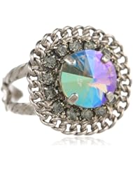 Sorrelli "Rhapsody" Round-Cut Crystal with Woven Detail Adjustable Ring