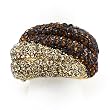 Goldtone Two Tone Brown Crystal Fashion Stretch Ring