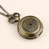 New Ladies Light Copper Stainless Steel Case White Dial Necklace Pendant Pocket Watch
