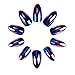 Ejiubas 24 Pcs Metalic Blue and Light Purple Pink Color Changing Full Cover Talone Medium False Nail Tips