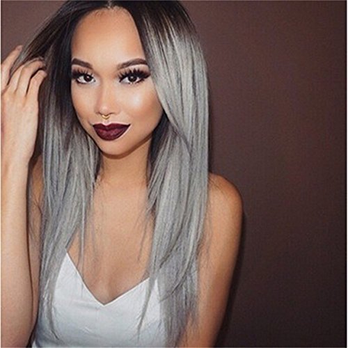 Keepyonger new fashion straight brown root to grey ombr…