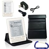 Gizmo Dorks Leather Case / Stand (Black), Screen Protector, and Charging Bundle with Carabiner Key Chain for the iRiver Story HD eReader
