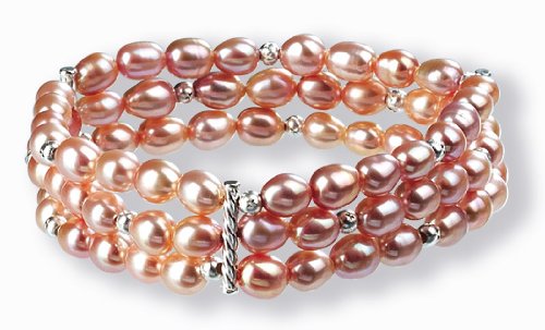 Triple-Strand Pink Pearl Bracelet