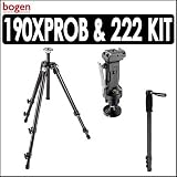 Manfrotto 190XPROB 3 Section Aluminum Pro Tripod & Manfrotto 222 (Was 3265) Grip Action Ball Head With Quick Release Plate & Bonus Monopod