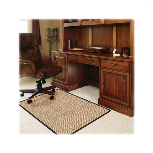 Deflect-o Chunky Wool Jute Chair Mat, Low Pile, 45 by 53-Inch, Tan On Sale