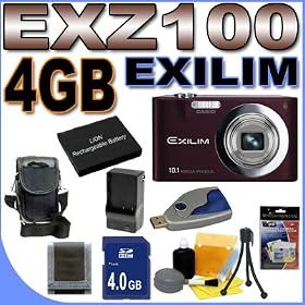 Casio Exilim EX-Z100 10.1MP 4x Optical Zoom (Brown) Digital Camera (EXZ100BN) PLUS 4GB... by Casio