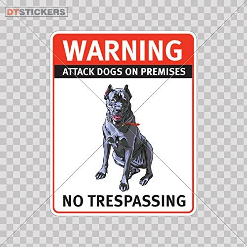 Decal Warning Attack Dog On Premises. No Trespassing Car window jet ski figure shit war pictogram (7 X 5,55 Inches) Fully Waterproof Printed vinyl sticker