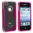 INSTEN Compatible with Apple® iPhone® 4S AT&T / Verizon / Sprint, Clear / Frost Hot Pink S Shape TPU Rubber Skin Case