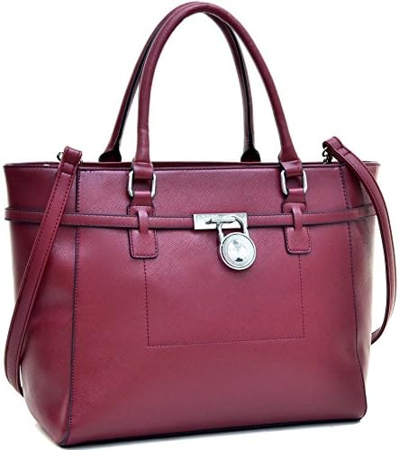 Dasein Loop Handle Faux Leather Laptop, Tablet, iPad Bag Satchel Briefcase Shoulder Handbag Purse (Red - 211875)