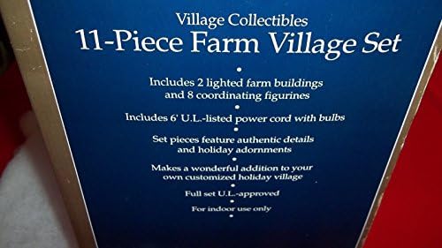 Holiday Time: 11-Piece FARM VILLAGE SET- Illuminated Christmas Village Collectible Display Building