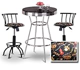 Chrome Bar Table & 2 Black Adjustable 24"-29" Jazz Instruments Fabric Seat  ....