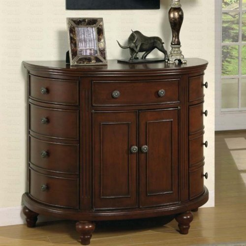 Bombe Chest with Bun Shaped Legs in Dark Walnut Finish