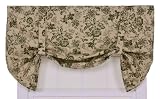 Ellis Curtain Palmer Floral Toile Lined Tie-Up Valance Window Curtain, Green