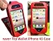 Flip Wallet Card Leather Case for iPhone 4 iPhone 4S Red Color for AT&T Verizon - Multifunctional Case Pockets Slots for Driving License Bank Card etc