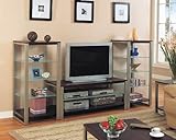 Pewter & Cappuccino Finish TV Stand Entertainment Center