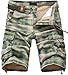XQS Mens Newest Cotton Multi-Pocket Plaid Cargo Shorts No Belt