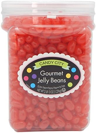 Gourmet Jelly Beans in Resealable Container, 2 Pounds (Red - Cherry)