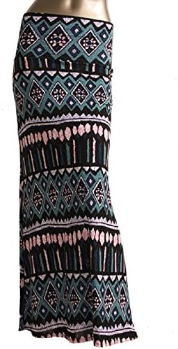 Women's Poly Span Multiple Selection Print Maxi Skirt (Large, Aztec Light Blue (D97))