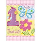 Hugs & Stitches 1st Birthday Girl Thank-You Notes (8 count)