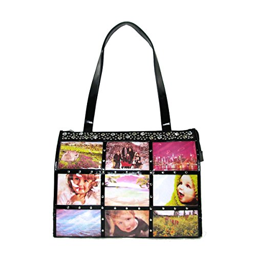Fashion Metallic Photo Tote Bag with Studs
