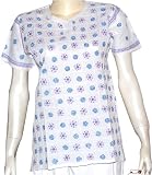 Cotton Shirts Womens Short Sleeve Top Blouse Chikan Embroidery Size M (ctop364)