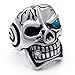 Elfasio Men's Huge Silver Skull Blue Eye Cigar CZ Stainless Steel Biker Ring(Size 11)